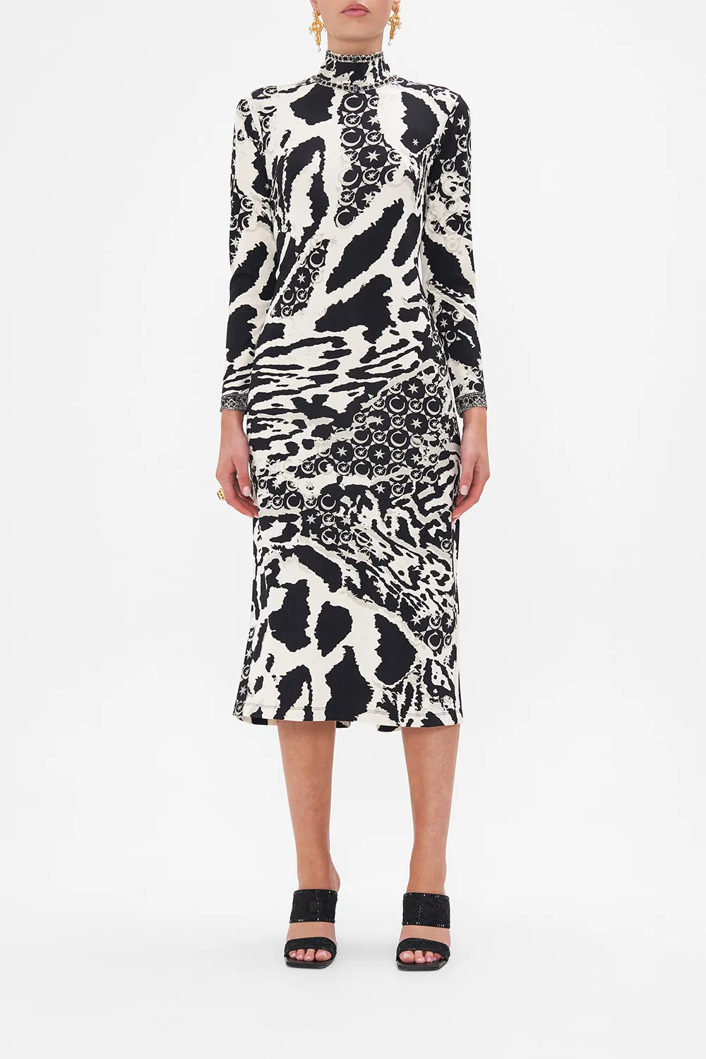TURTLENECK JERSEY DRESS FELINE FANTASY