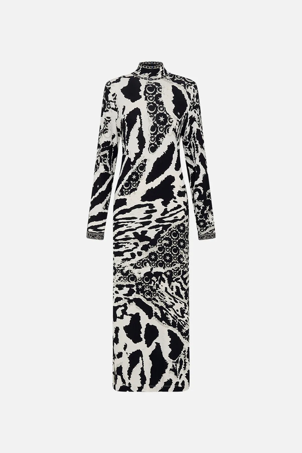 TURTLENECK JERSEY DRESS FELINE FANTASY