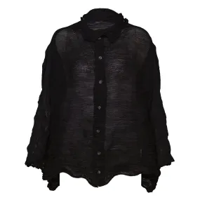 Twist See-Through Crepe Cardigan