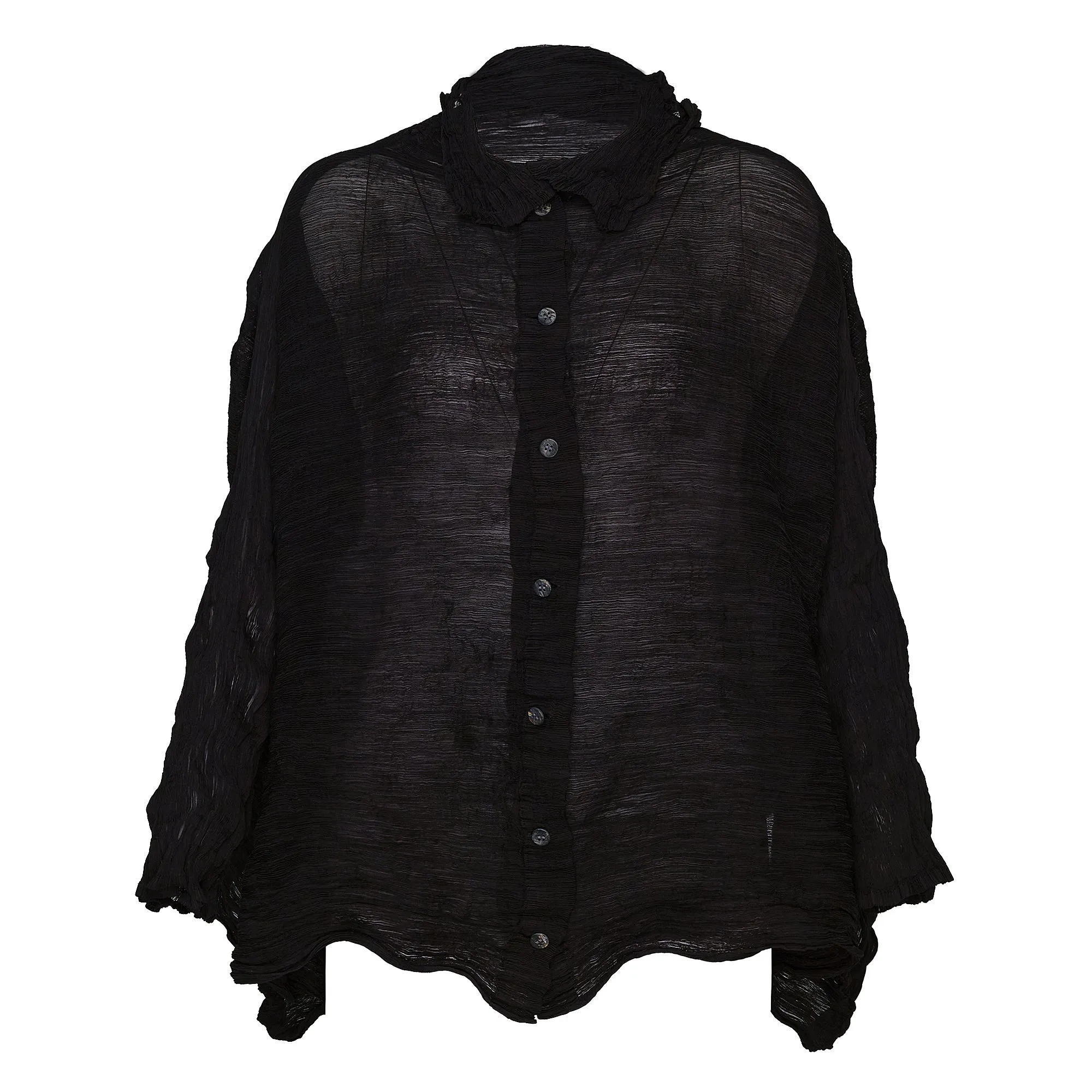 Twist See-Through Crepe Cardigan