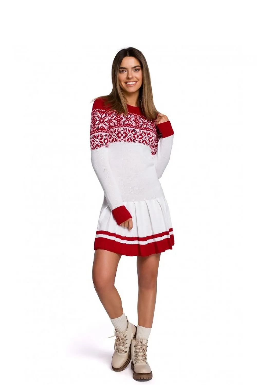 Two-tone sweater dress with Christmas theme