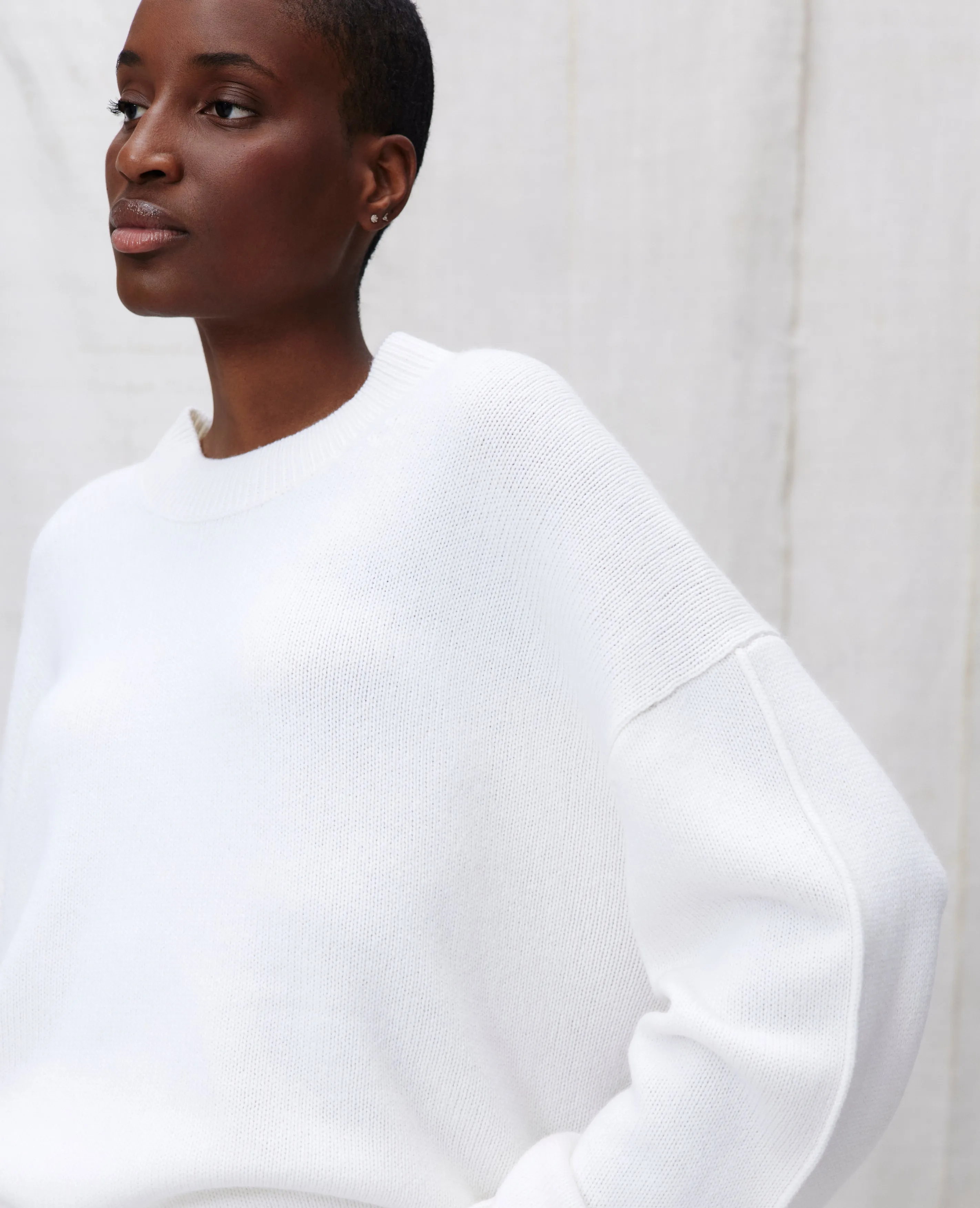 Unisex Rundhals Pullover aus Cashmere in Weiß
