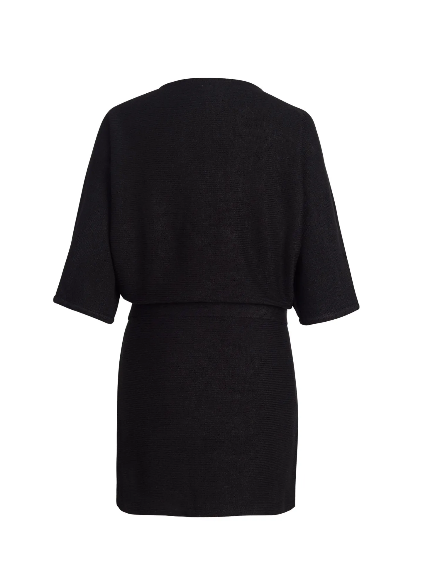 V-Neck Belted Sweater Dress