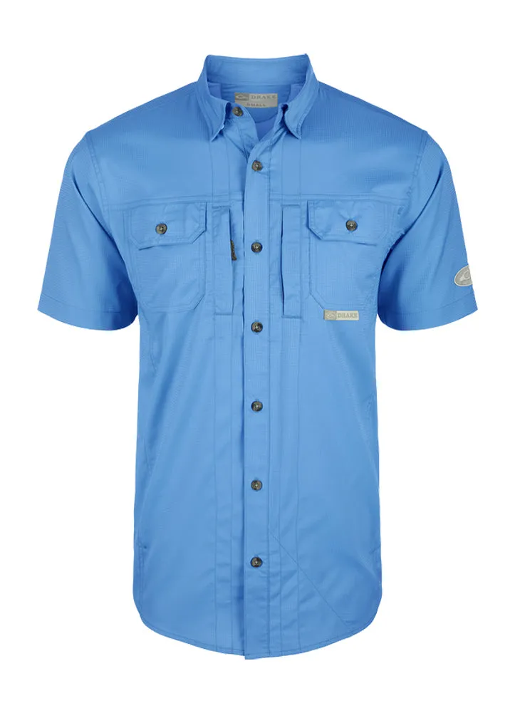 Wingshooter Trey Solid Dobby SS Shirt in Marina Blue by Drake