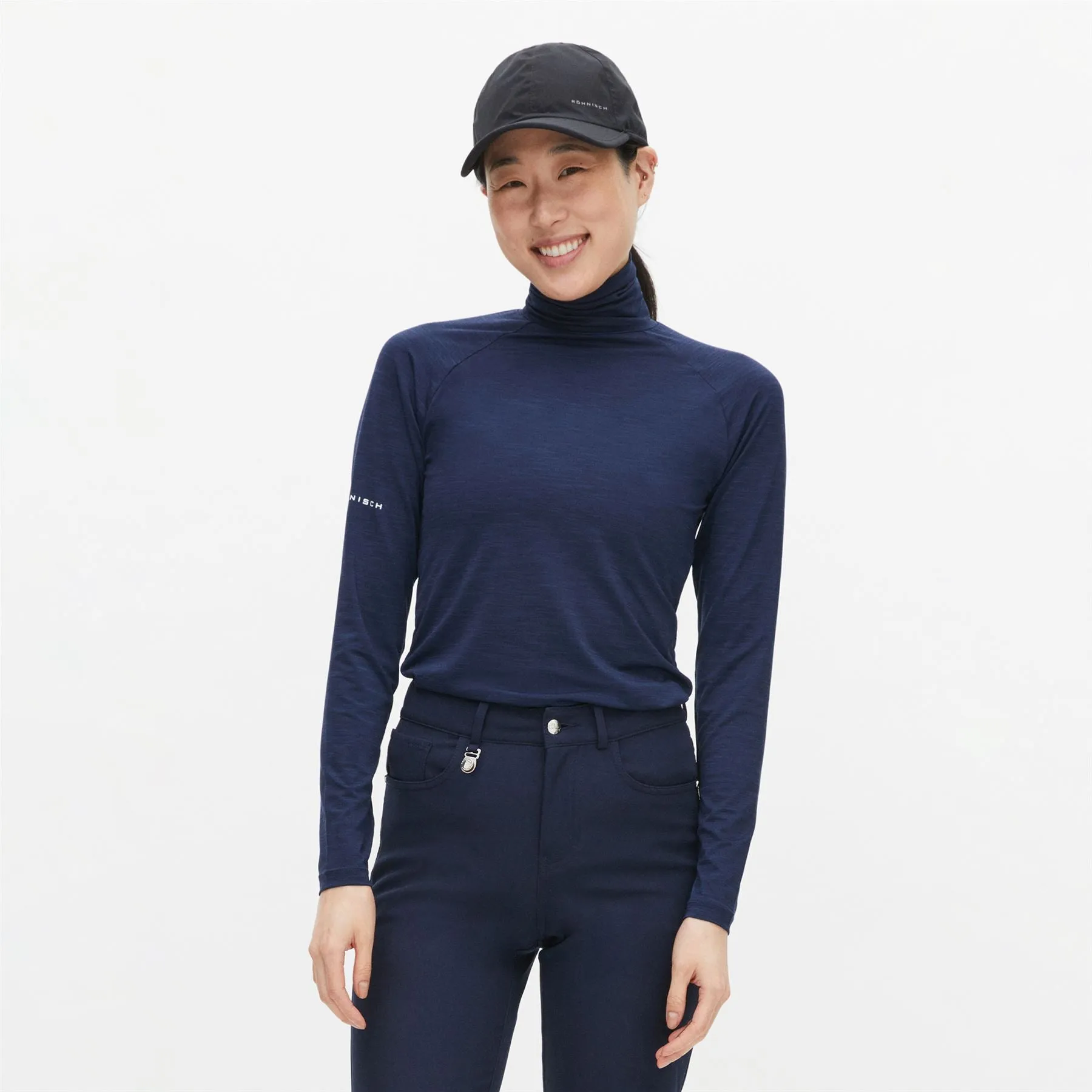Womens Hailey Regular Fit Turtleneck Long Sleeve Polo Navy - AW24