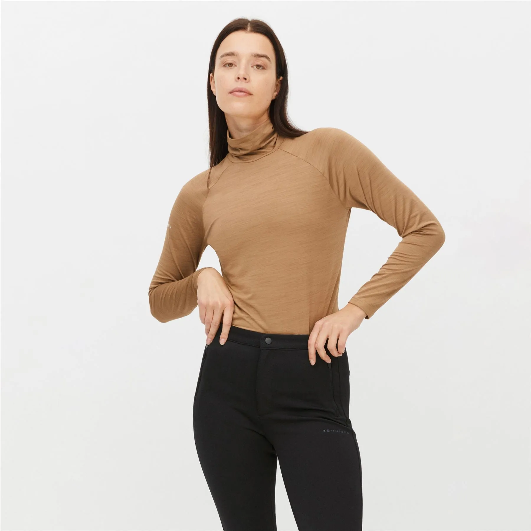 Womens Hailey Regular Fit Turtleneck Long Sleeve Polo Nougat - AW24