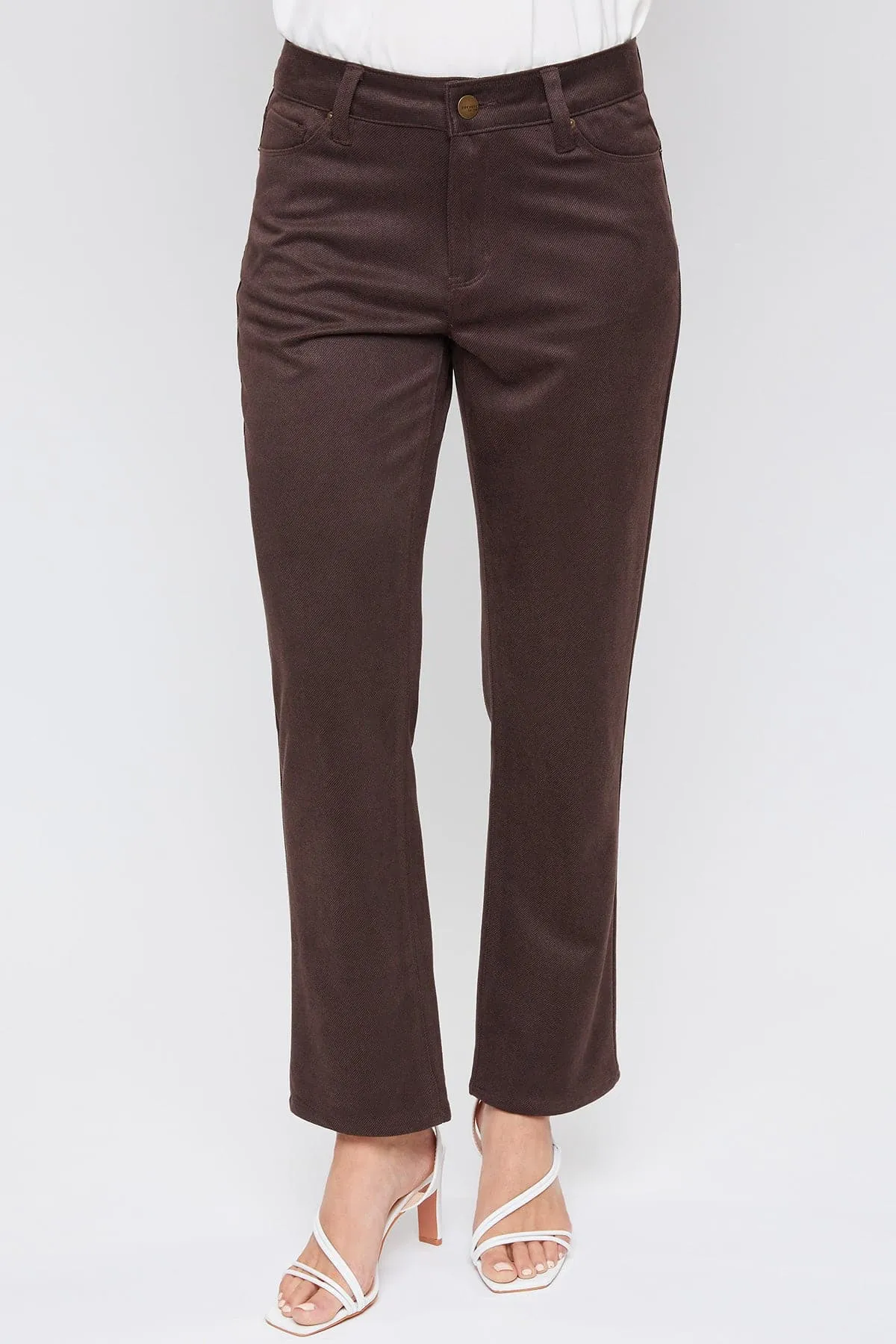 Women's Sueded Twill Comfort Stretch Straight Leg Pant