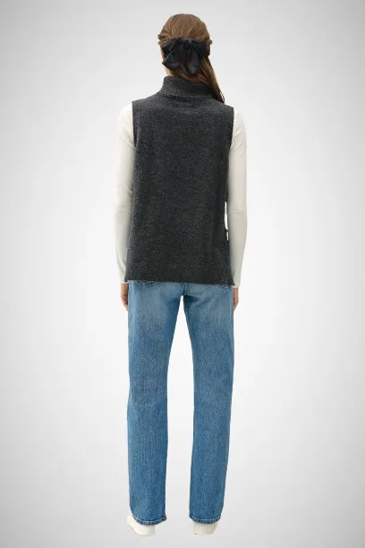 Wool Blend Turtleneck Sweater Vest
