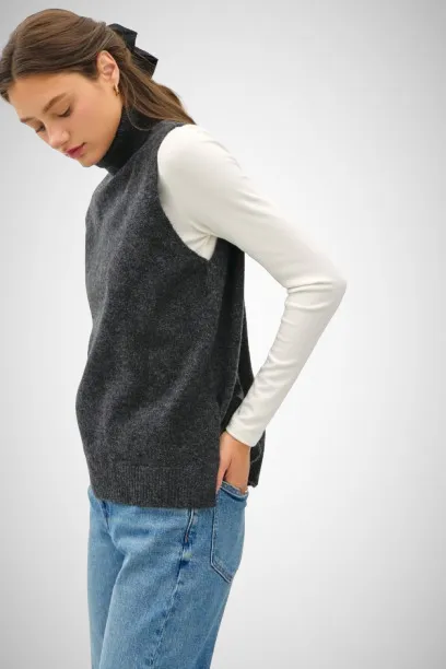 Wool Blend Turtleneck Sweater Vest