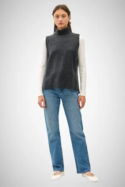 Wool Blend Turtleneck Sweater Vest