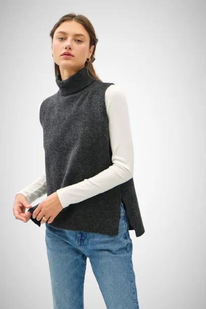 Wool Blend Turtleneck Sweater Vest