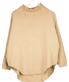 Y London Tanya – Cable Knit Turtleneck Sweater In Beige No Size