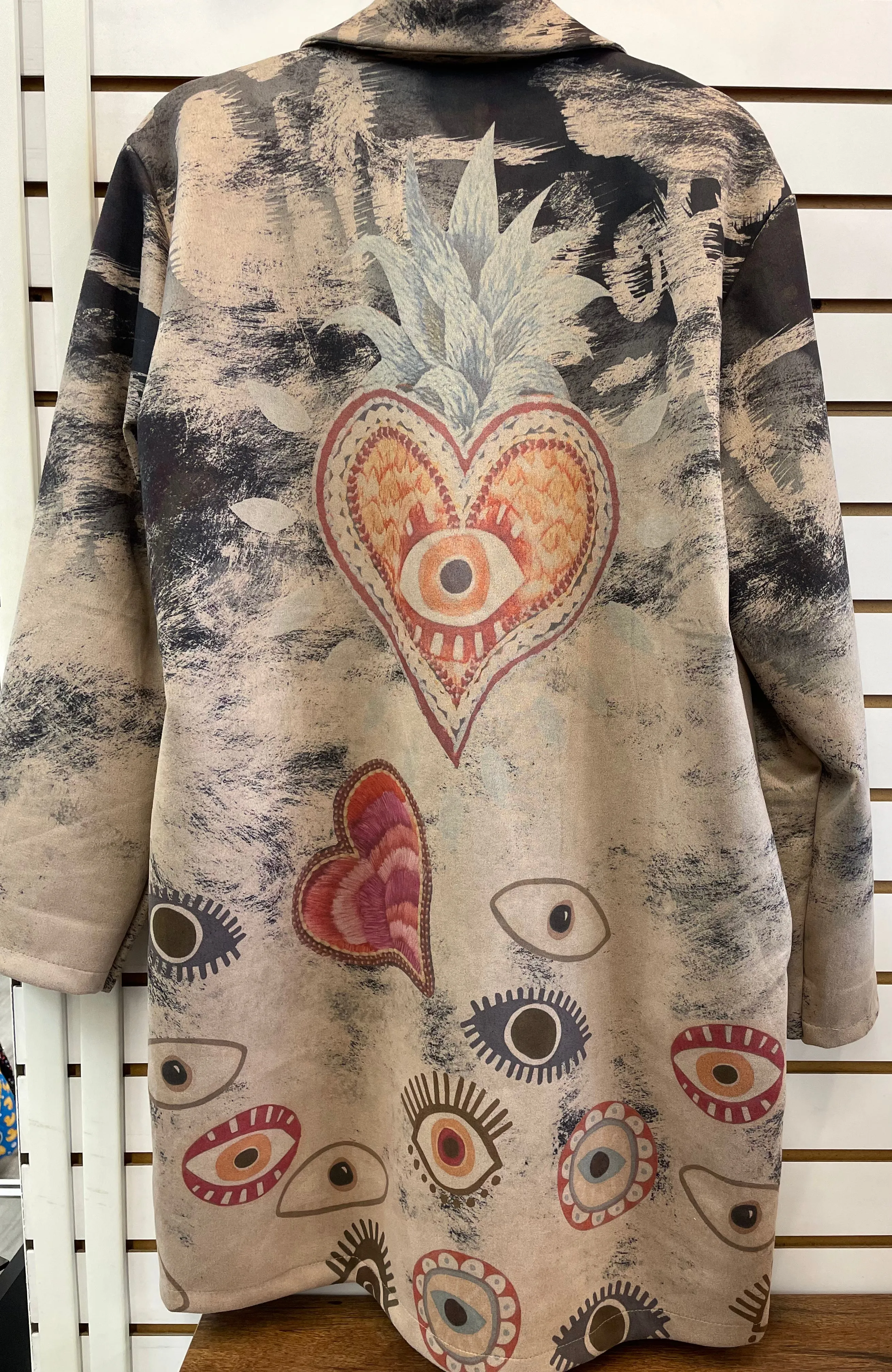 Yolly Hearts & Eyes Button Down Coat